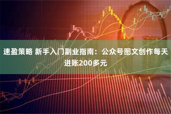 速盈策略 新手入门副业指南：公众号图文创作每天进账200多元