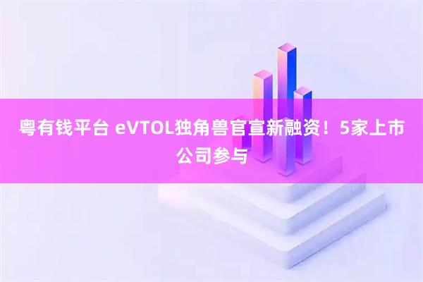 粤有钱平台 eVTOL独角兽官宣新融资！5家上市公司参与